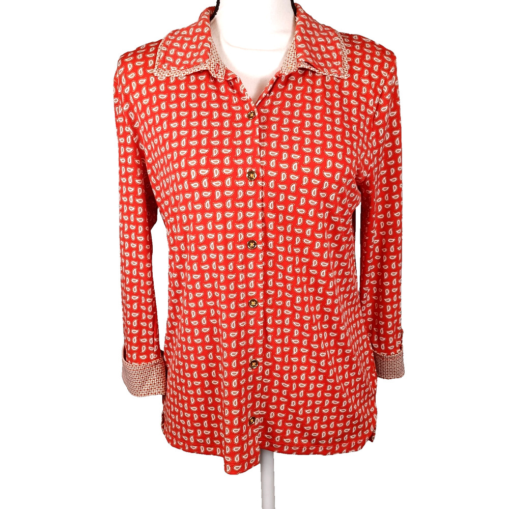 🧡 Jones New York Paisley Button Up Blouse Petite S